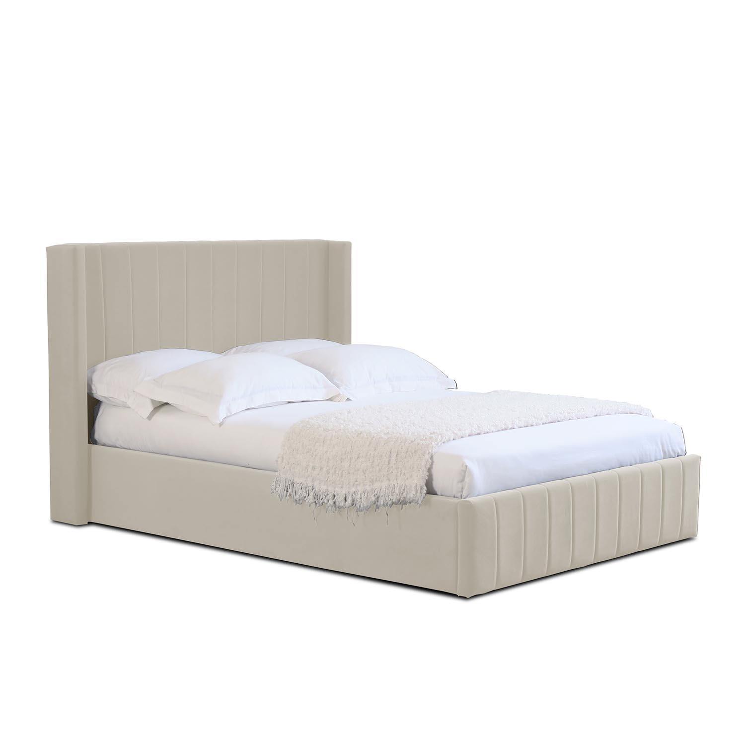 Olivia Super King Cream Brushed Velvet Ottoman Bed Image 2