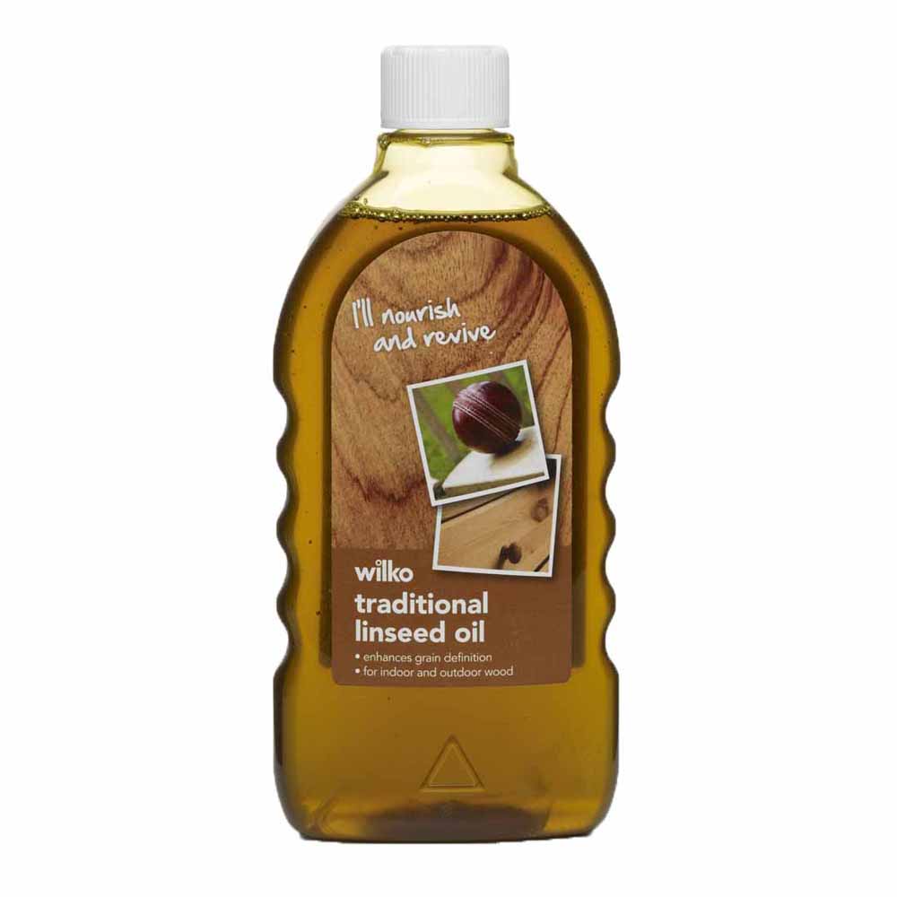 Wilko Clear Linseed Oil 500ml Wilko Traditional Linseed Oil 500ml is ideal for replacing the natural sheen that wood can lose after long periods drying in the sun. This is a popular wood treatment to replace natural oils removed by weathering. Wilko Clear Linseed Oil 500ml