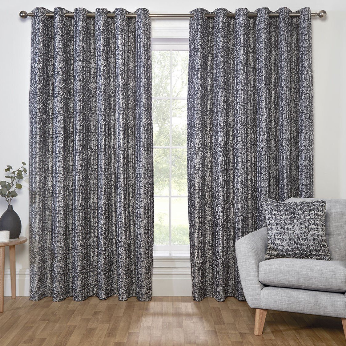 Maison Eyelet Curtain - Charcoal / 168cm / 183cm Image 1