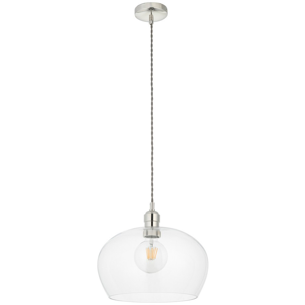 Merano Livorno Clear Glass Bright Nickel Plate Small Round Pendant Ceiling Lamp Image 1