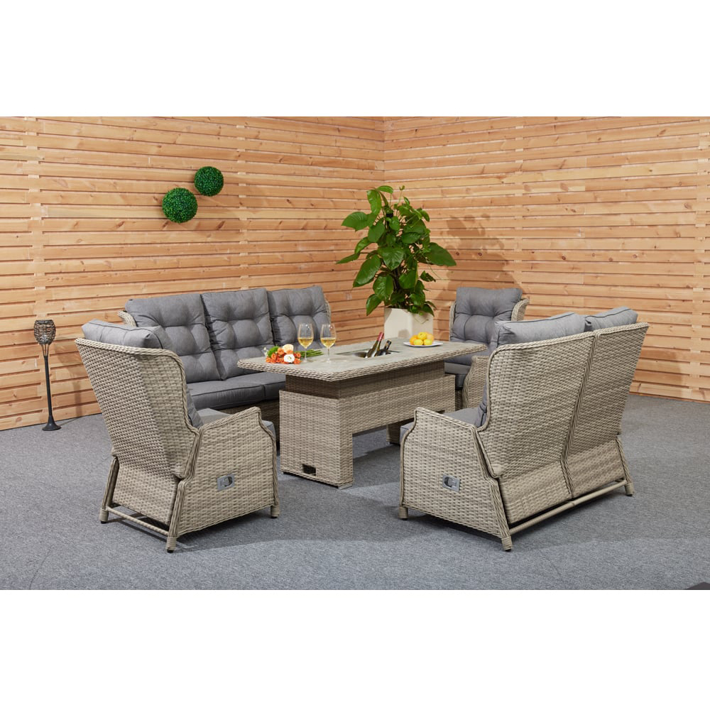 Cambridge 5 Piece Wicker Reclining Patio Sofa Set Natural and Grey Image 5