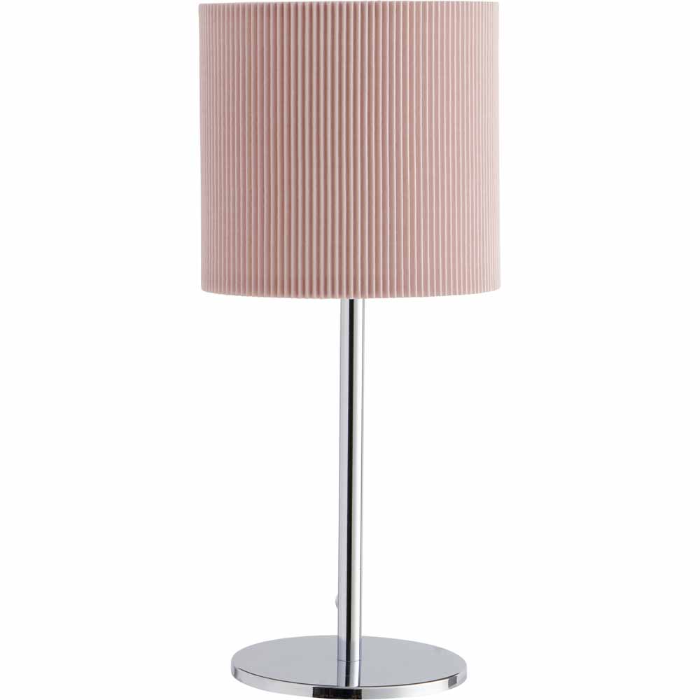 Wilko Pink Micro Pleat Table Lamp Image 1