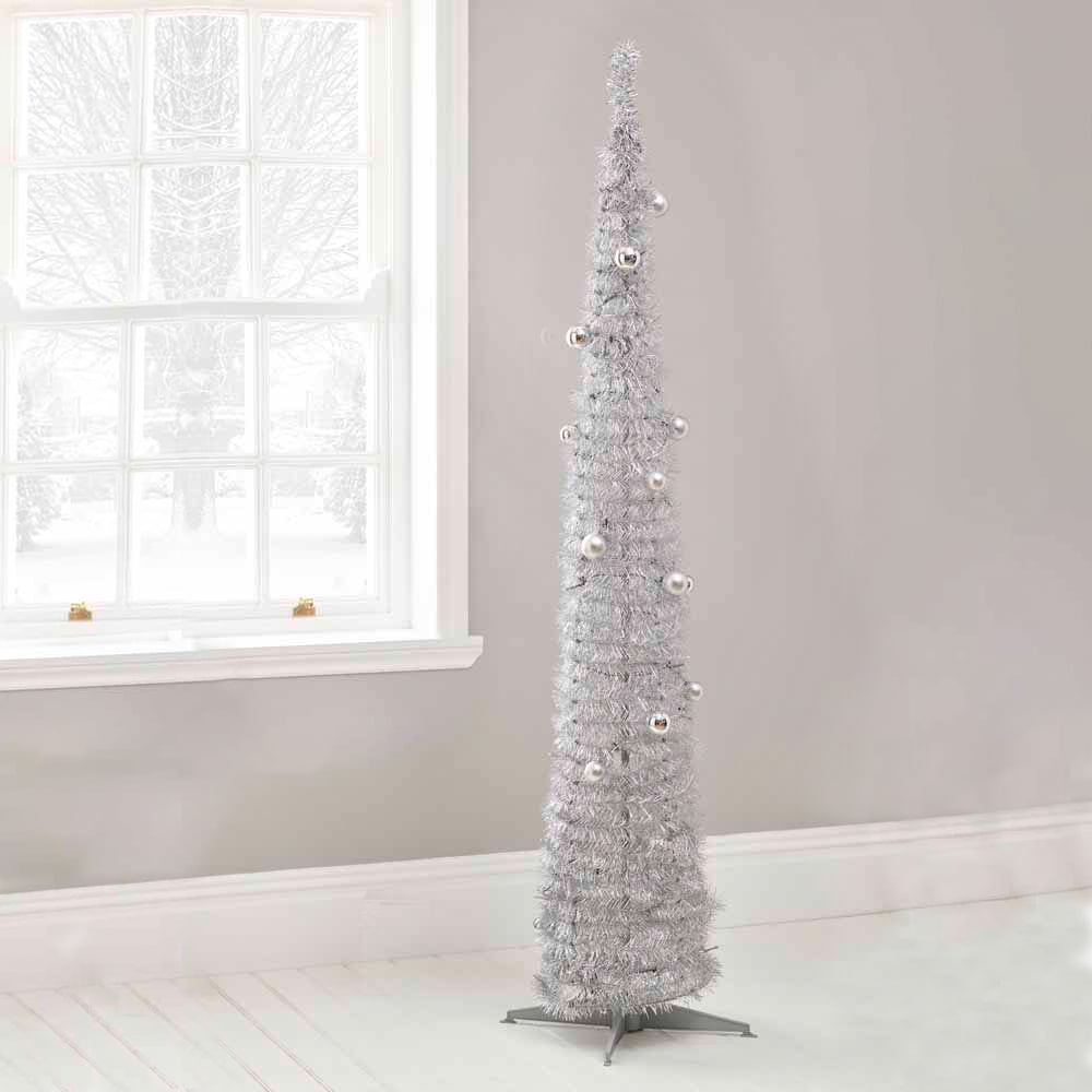 Wilko 6ft Silver Pop Up Pre-Lit Artificial Christmas Tree Image 6