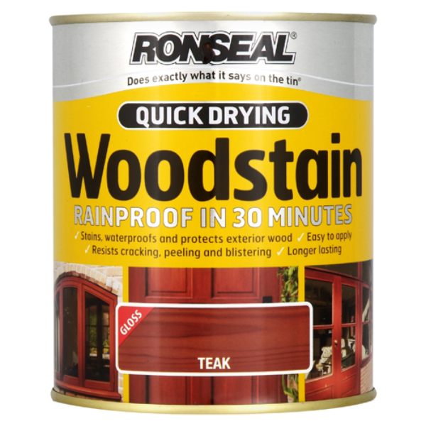 Ronseal Quick Drying Woodstain Teak Gloss 750ml Wilko