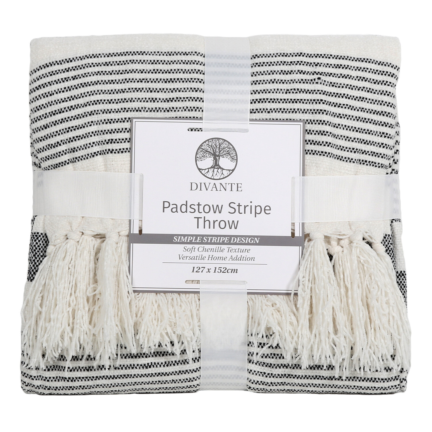 Padstow Stripe Throw - White Image 1