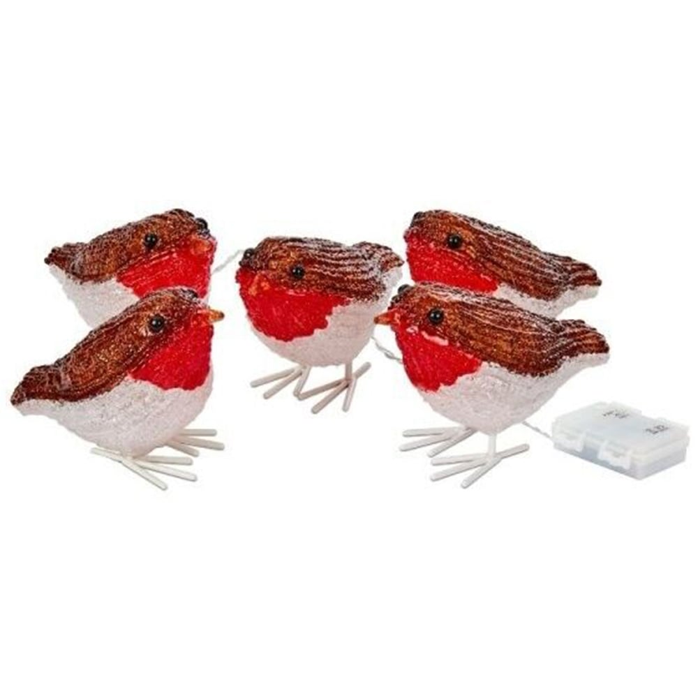 Marco Paul Warm White LED Inlit Ice Robins 5 Pack Image 2