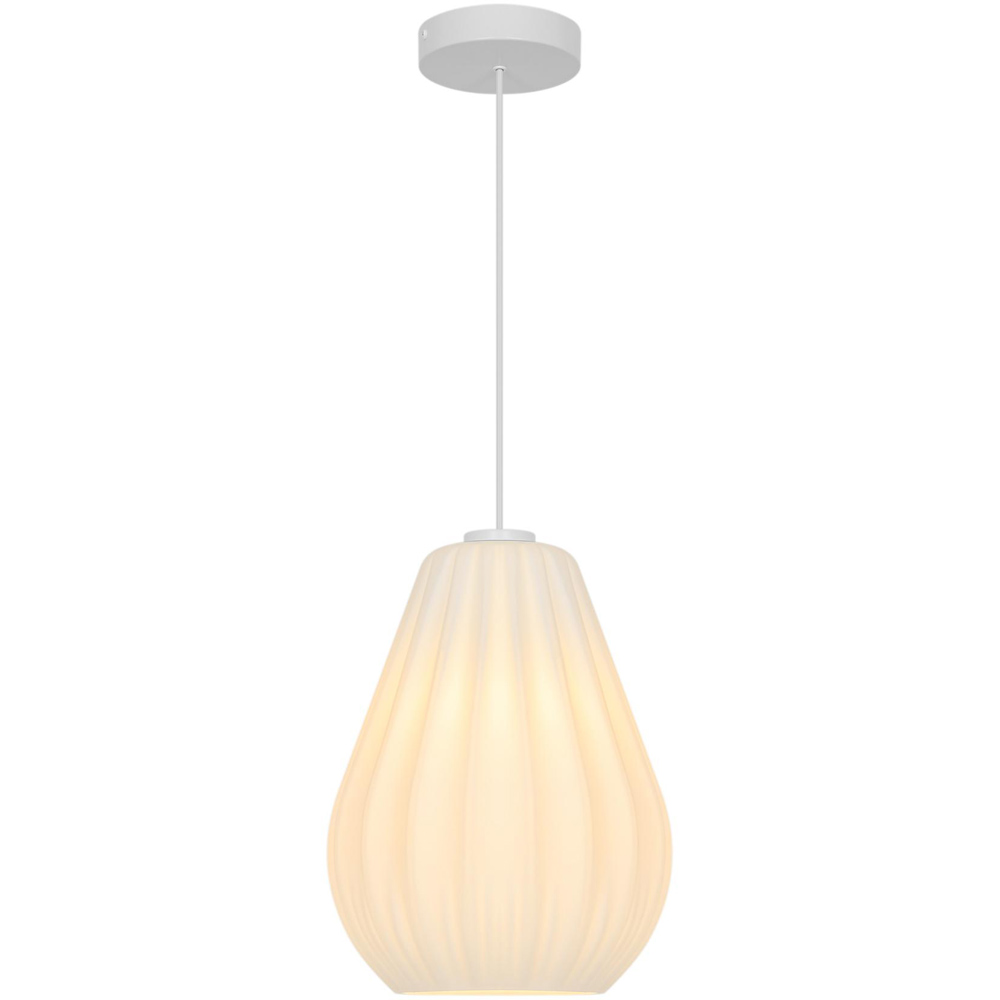 Nordlux Sallino White Pleated Opal Glass Shade Pendant Light Image 1