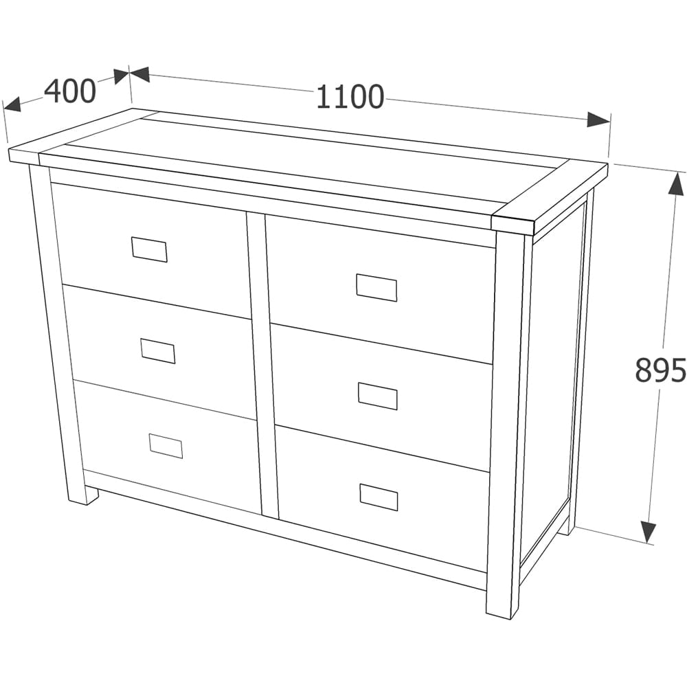 Core Products Boston 6 Drawer Wide Chest of Drawers Image 8