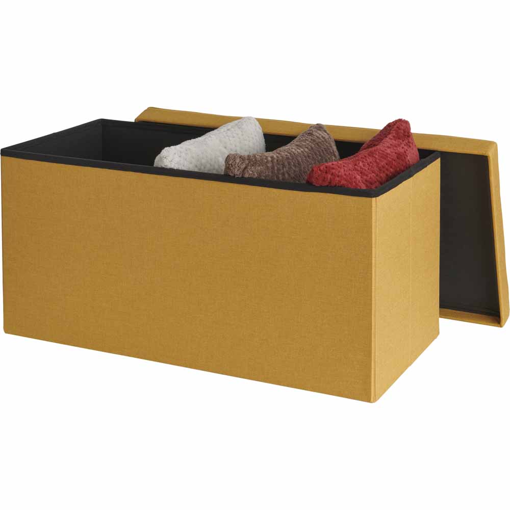 Wilko Faux Linen Ottoman Ochre Wilko