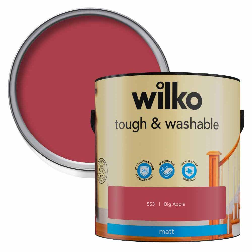 Wilko Tough & Washable Big Apple Matt Emulsion Paint 2.5L Image 1