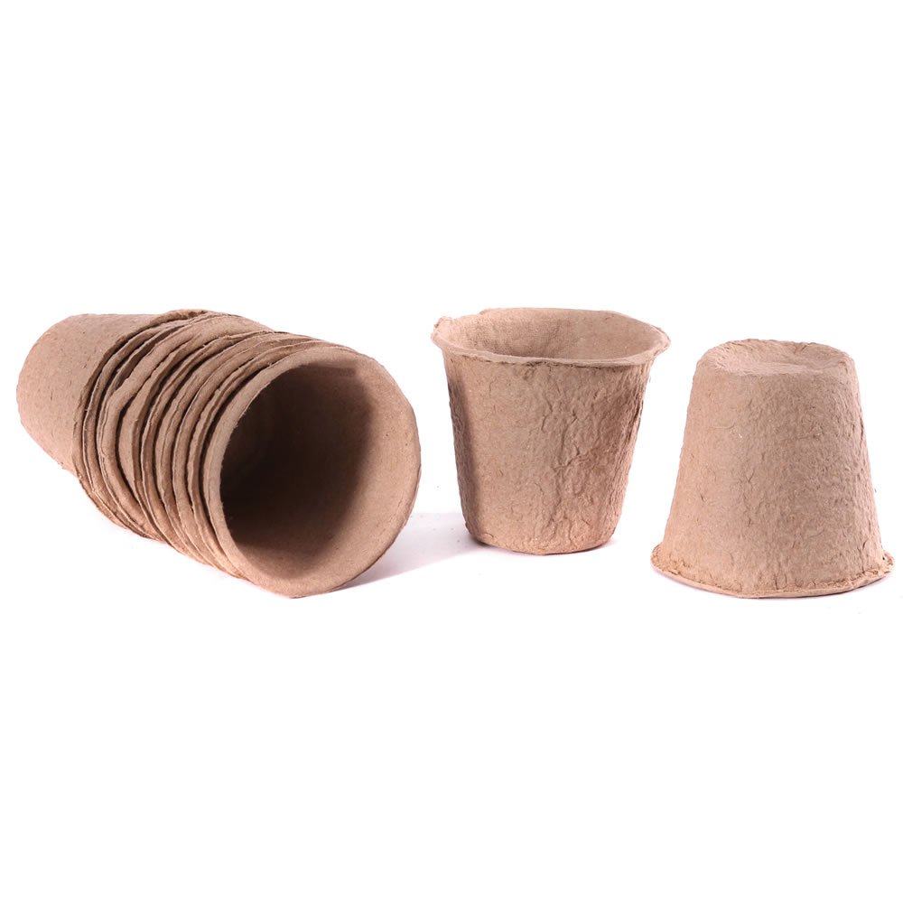 Wilko Round Fibre Plant Pot 8cm 12 Pack Image 1