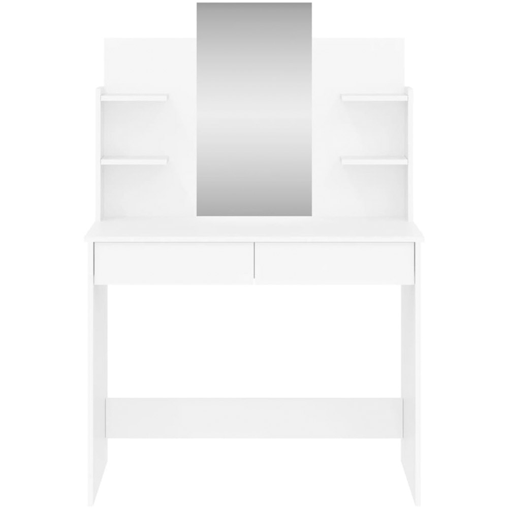 vidaXL 2 Drawer 4 Shelf White Dressing Table with Mirror Image 3