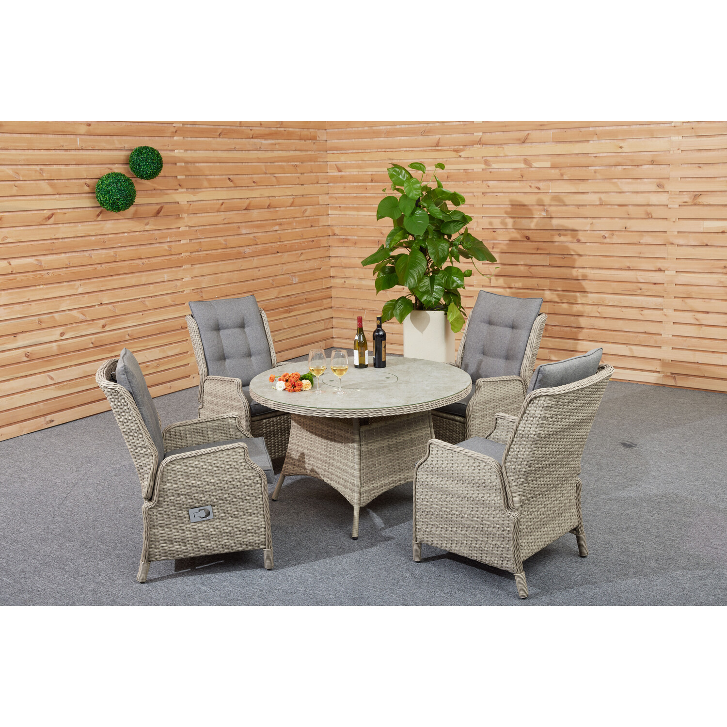 Malay Deluxe Malay Deluxe Cambridge Wicker 4 Seater Reclining Dining Set Natural Image 7