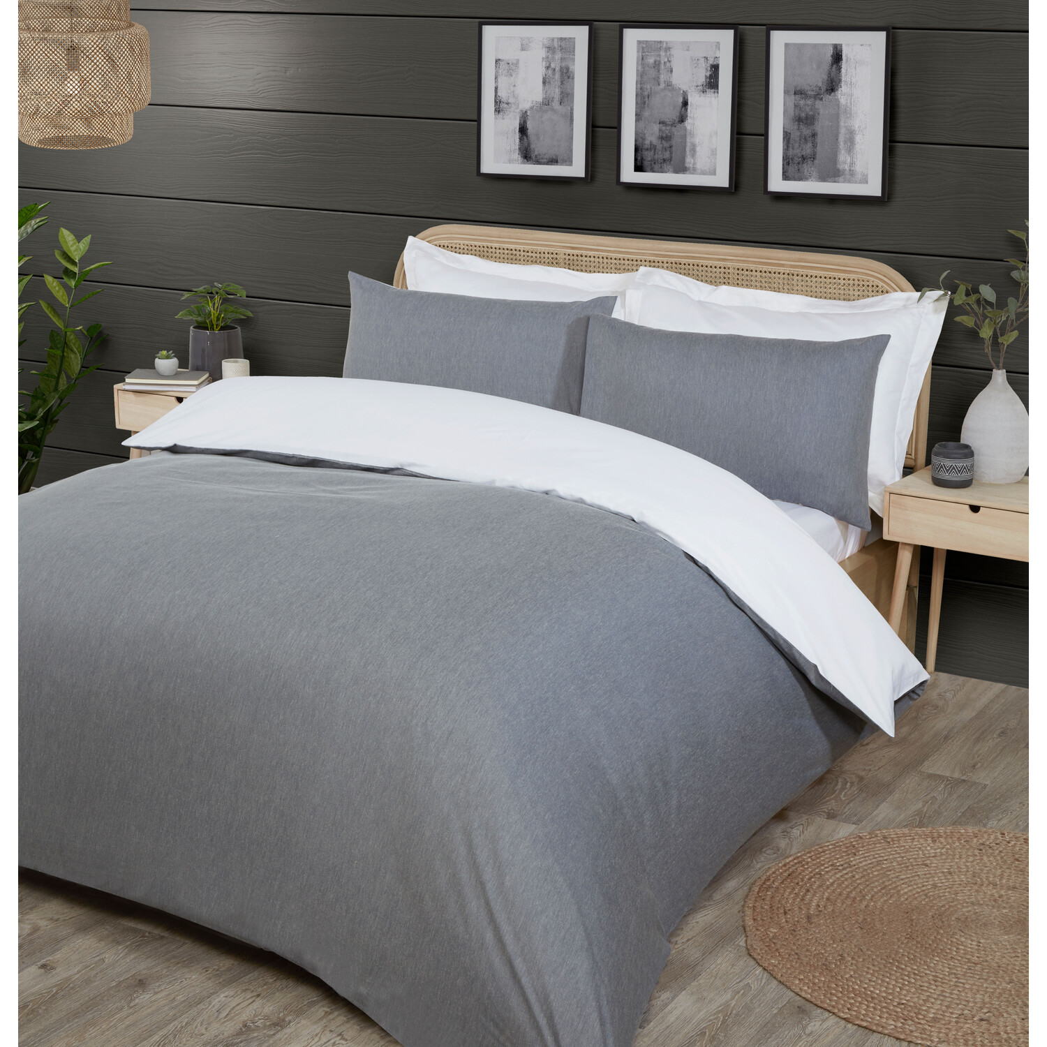 Divante Hendon Chambray Single Grey Duvet Set Image 2