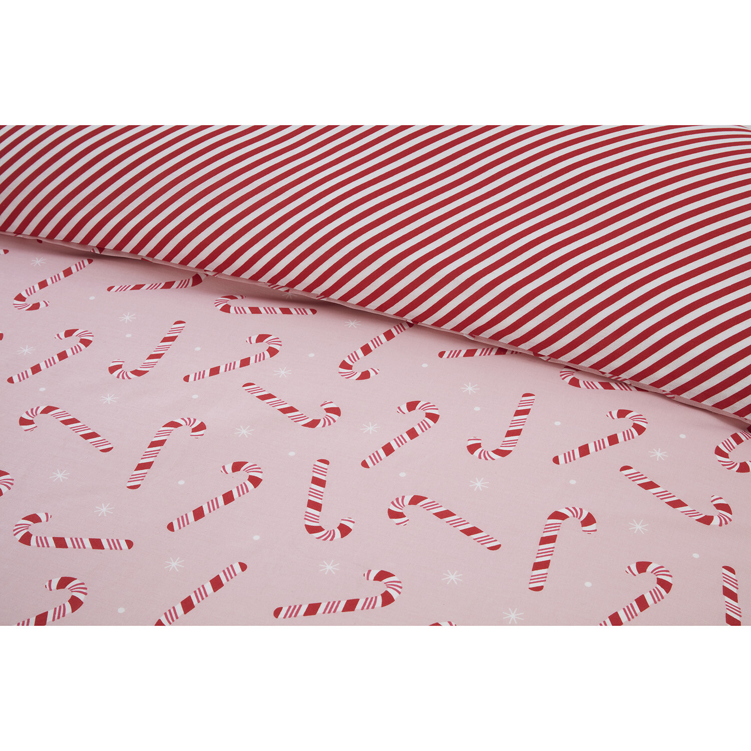 Candy Cane Duvet Cover and Pillowcase Set - Pink / King Image 4