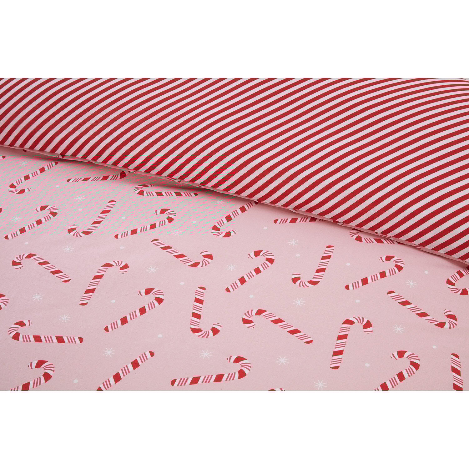 Candy Cane Duvet Cover and Pillowcase Set - Pink / Single Image 4