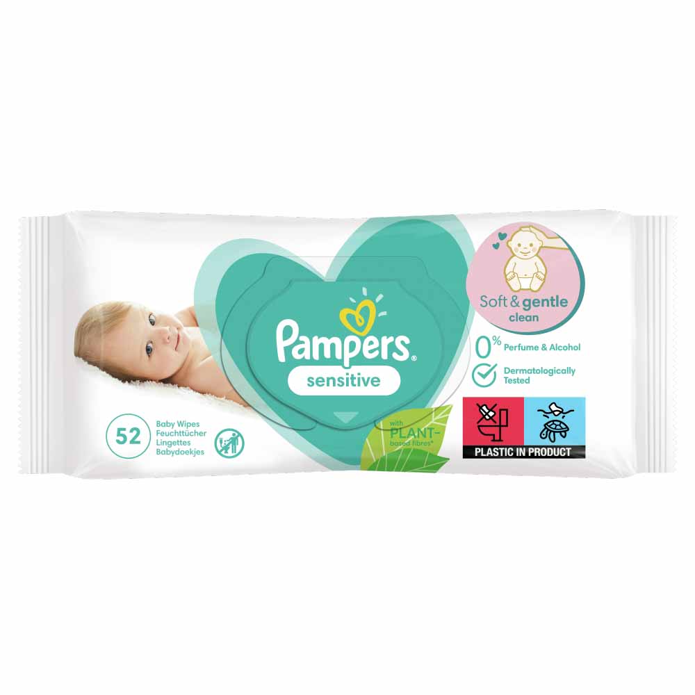 Pampers Sensitive Baby Wipes 52 Pack Image 1