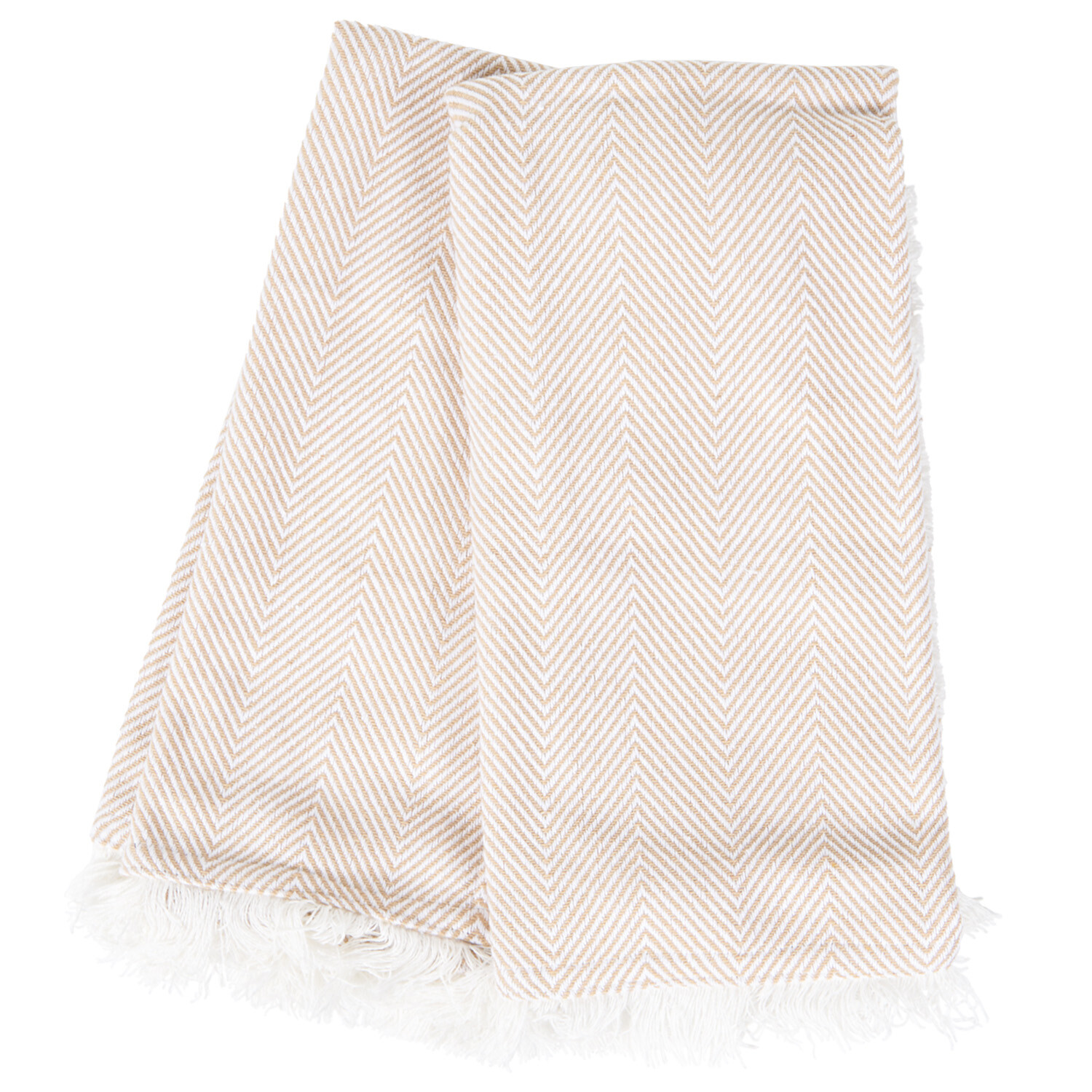 Pack of 2 Fringe Tea Towels - Beige and Cream Image 1