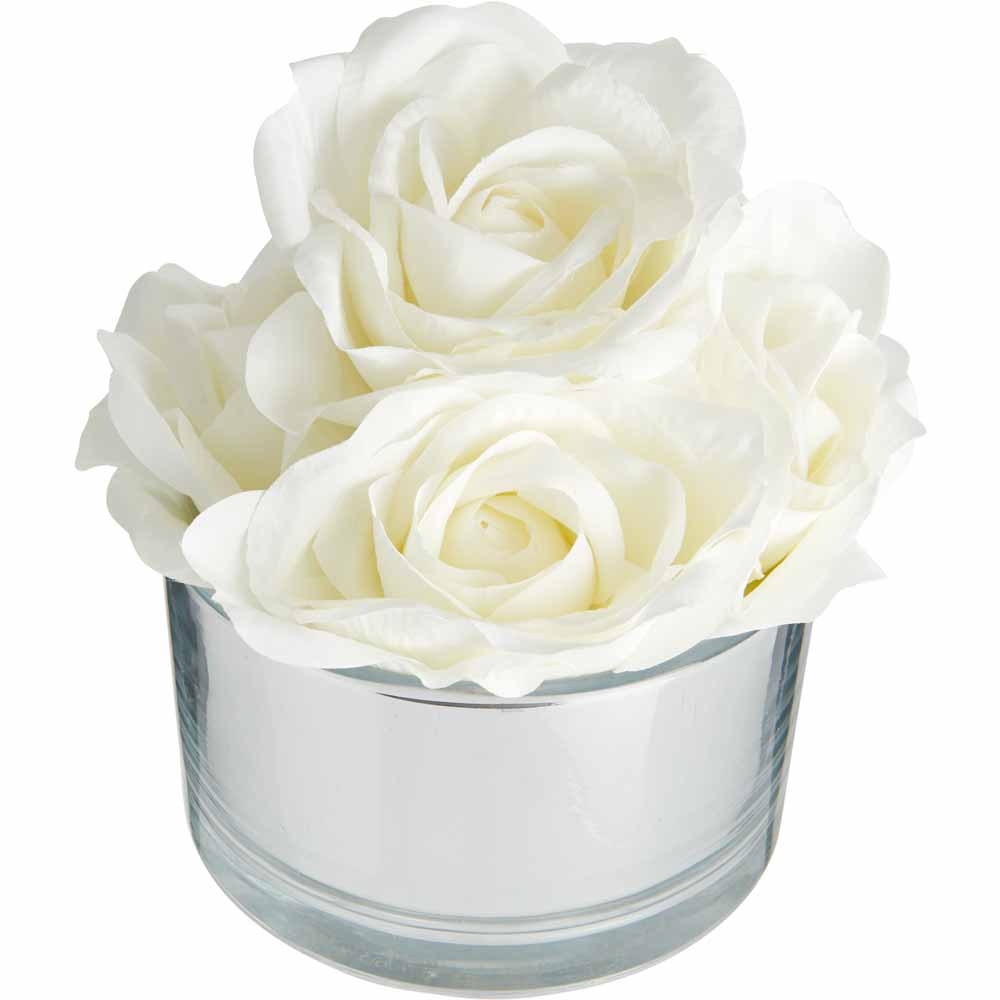 Wilko Luxe Roses in Silver Bowl Image 2