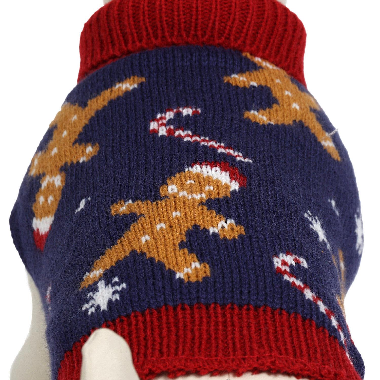 Gingerbread Knitted Pet Jumper - Navy / 25cm Image 4