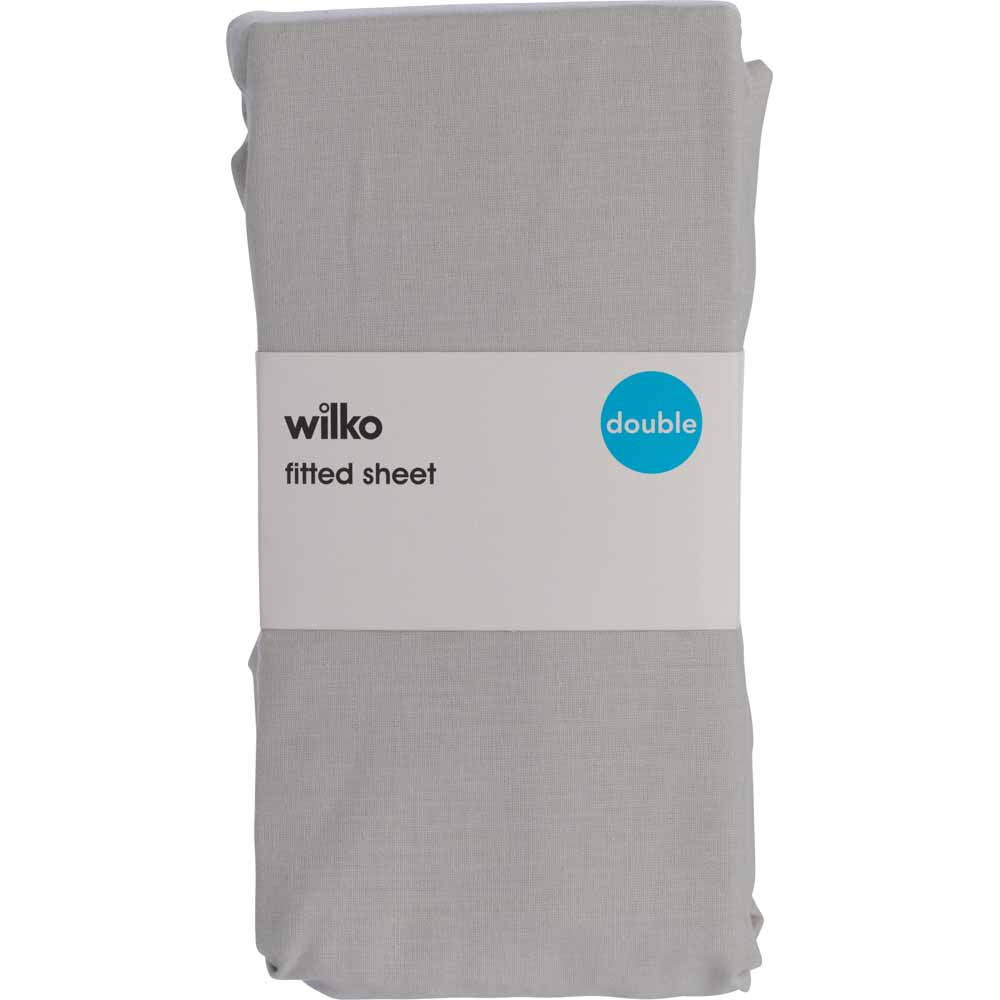 Wilko Double Silver Fitted Bed Sheet Image 2
