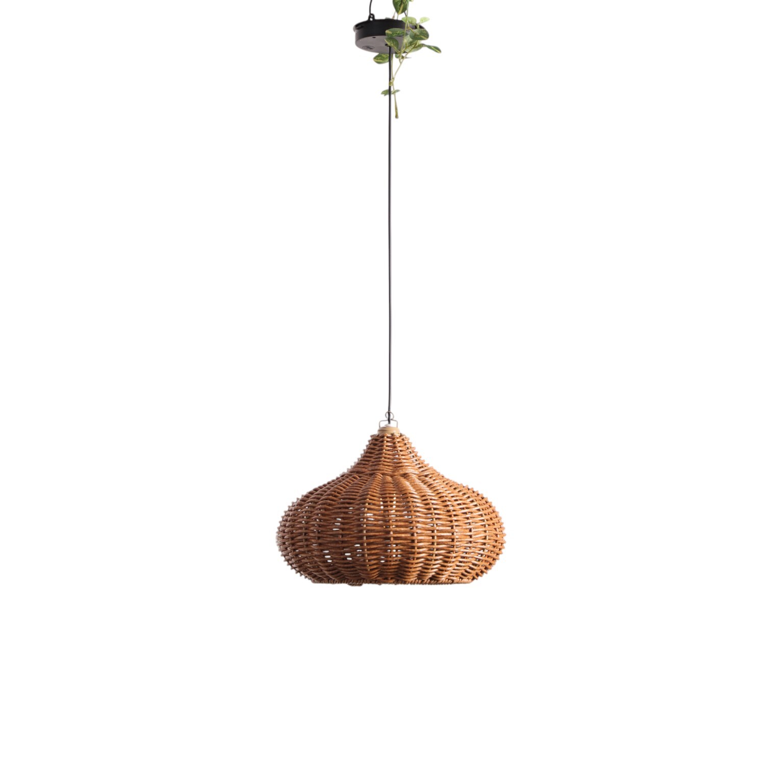 Solar Rattan Effect Pendant Light Brown Image 6
