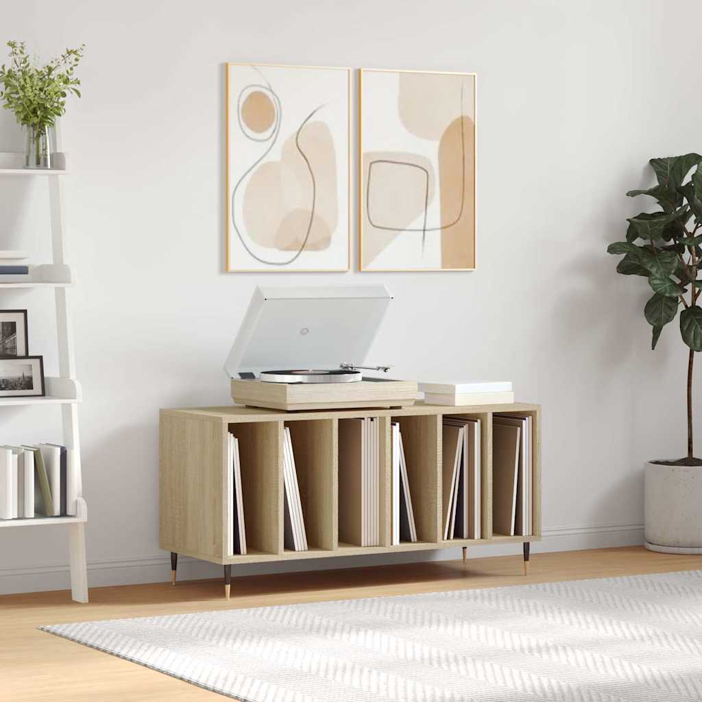 vidaXL 6 Shelf Sonoma Oak Record Cabinet Image 8
