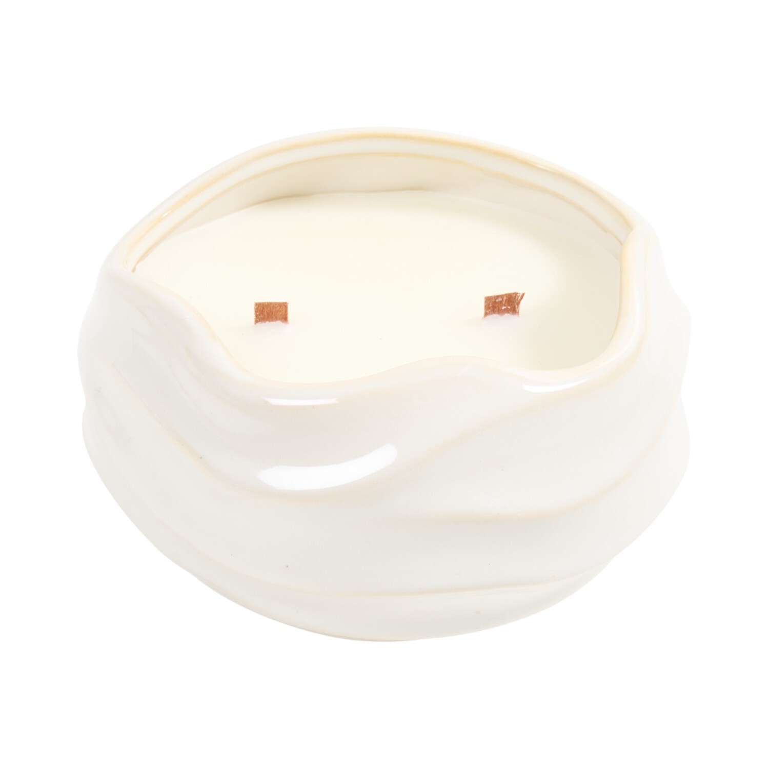 Nori Ceramic Crackle Wick Candle Cream Image 4