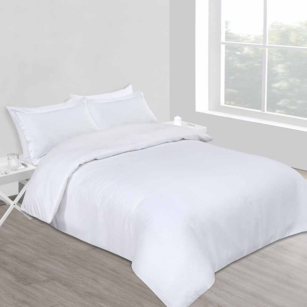 Wilko White Waffle Double Duvet Set Wilko