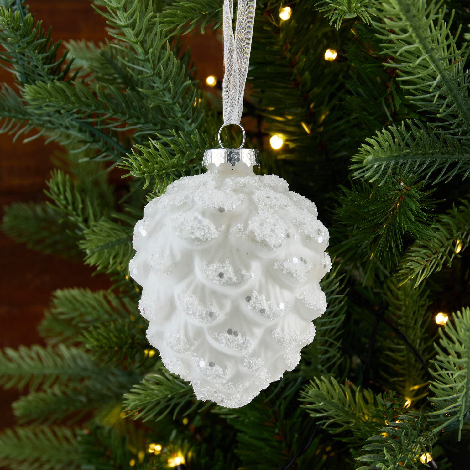 Frosted Glass Pinecone Bauble Image 5
