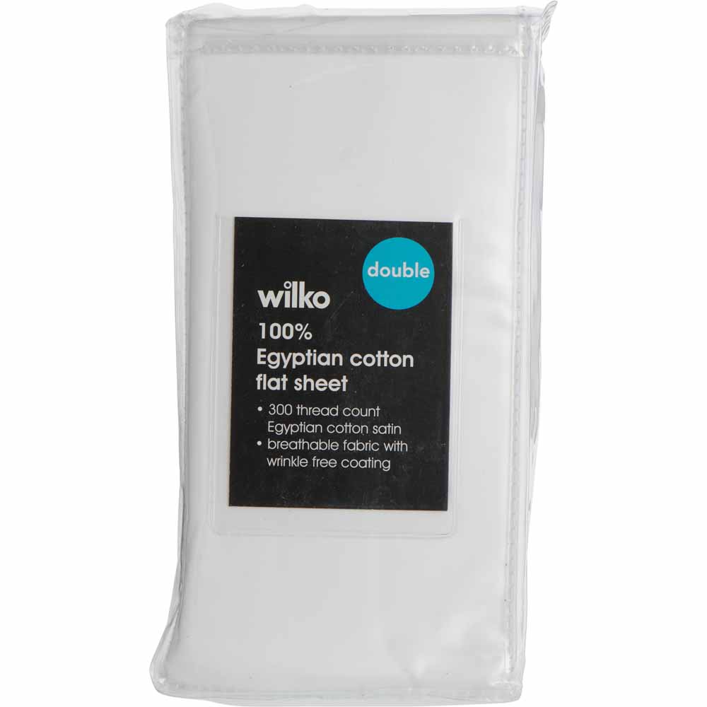 Wilko Best 100% Egyptian Cotton White Double Flat Sheet Image 2