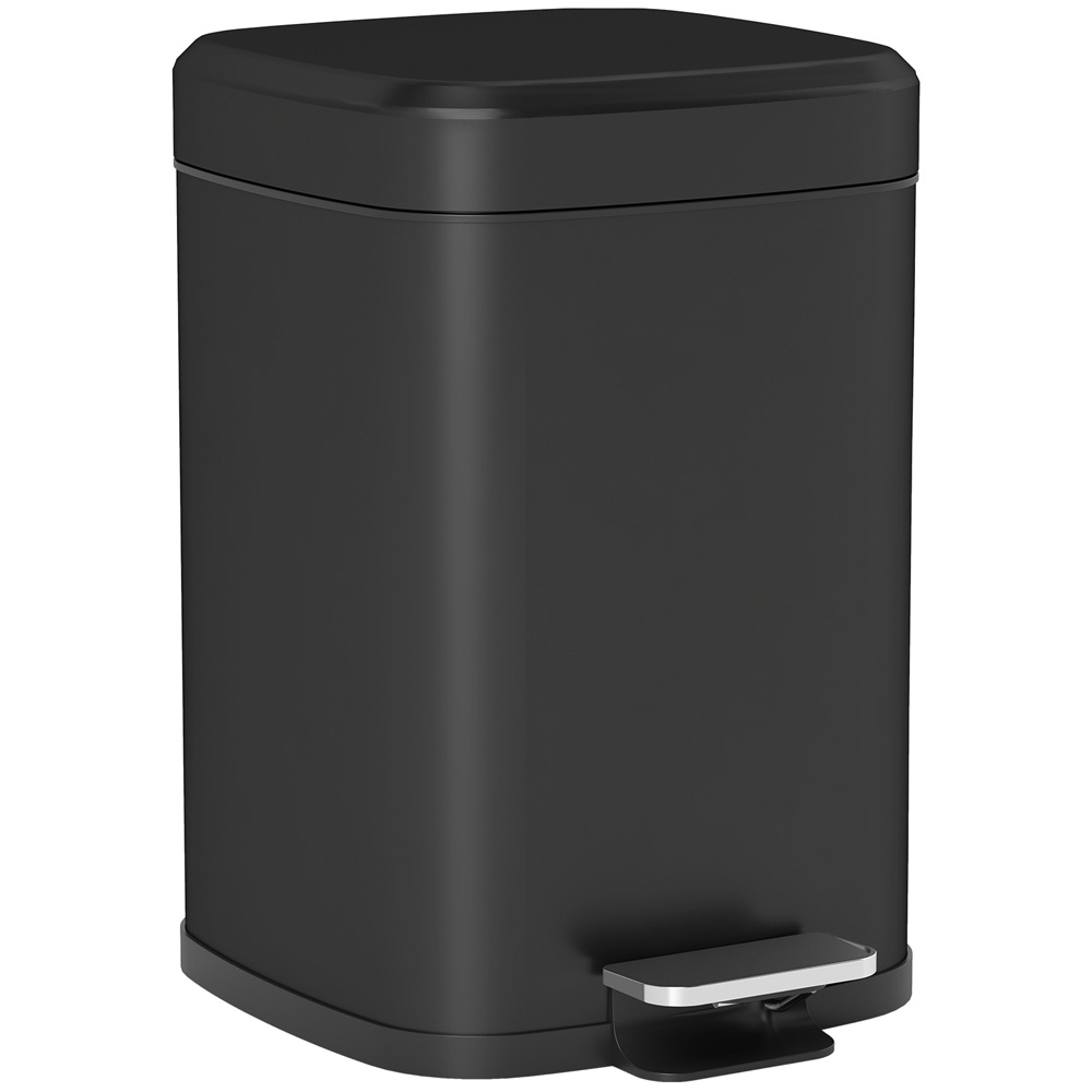 HOMCOM Black Pedal Kitchen Bin with Soft Close Lid 12L Image 1