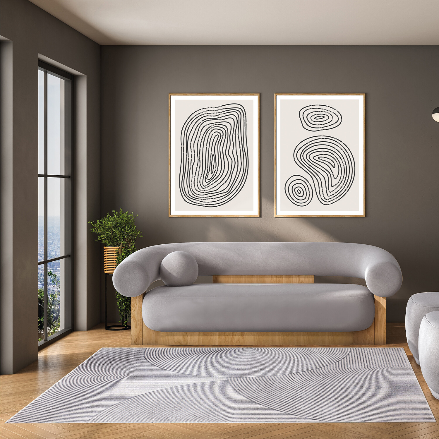 Avery Contemporary Arch Rug - Charcoal / 160cm Image 2