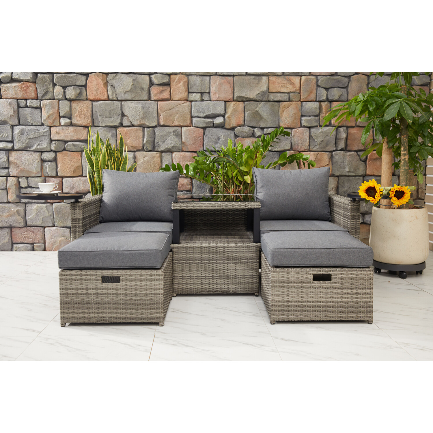 Malay Deluxe Malay New Hampshire 2 Seater Natural Transformer Patio Set Image 13