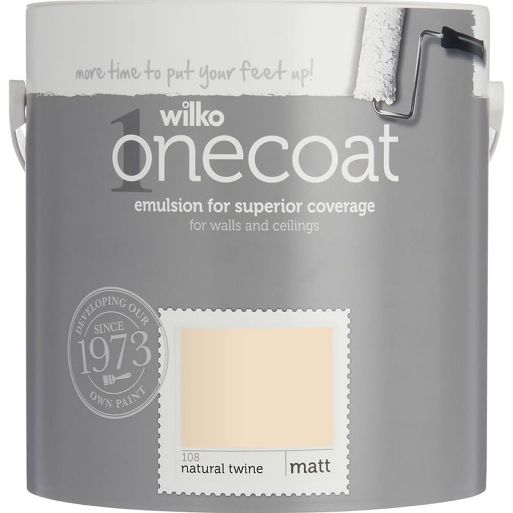 Wilko One Coat Natural Twine Matt Emulsion Paint 2.5L Image 2