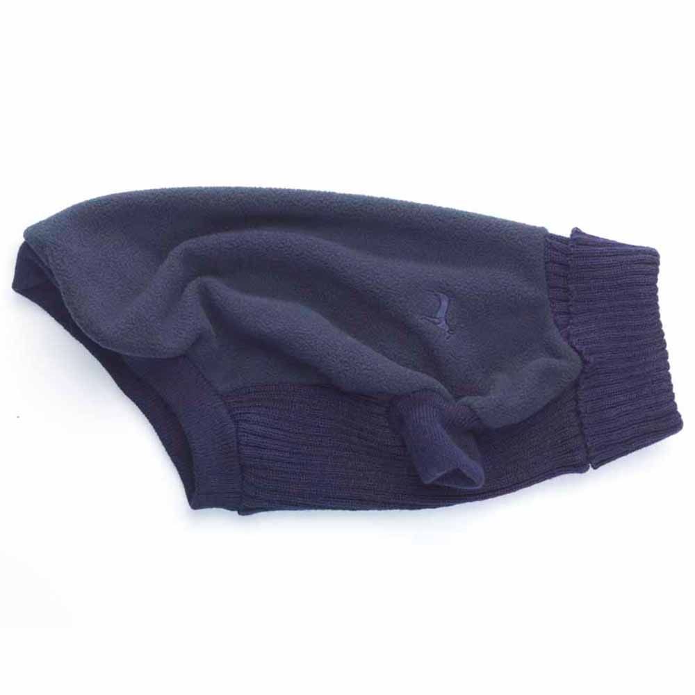 House Of Paws Small Fleece and Knit Navy Dog Jumper Image 1