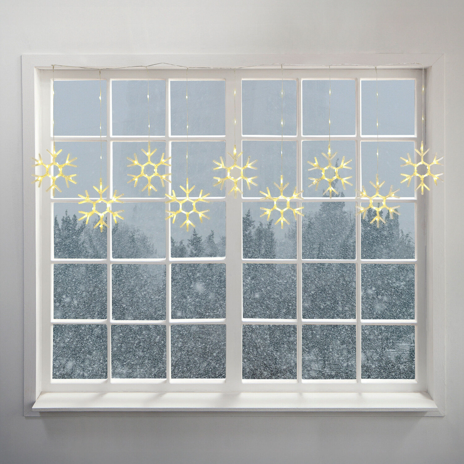9 Piece Snowflake Curtain LightsClear Image 1