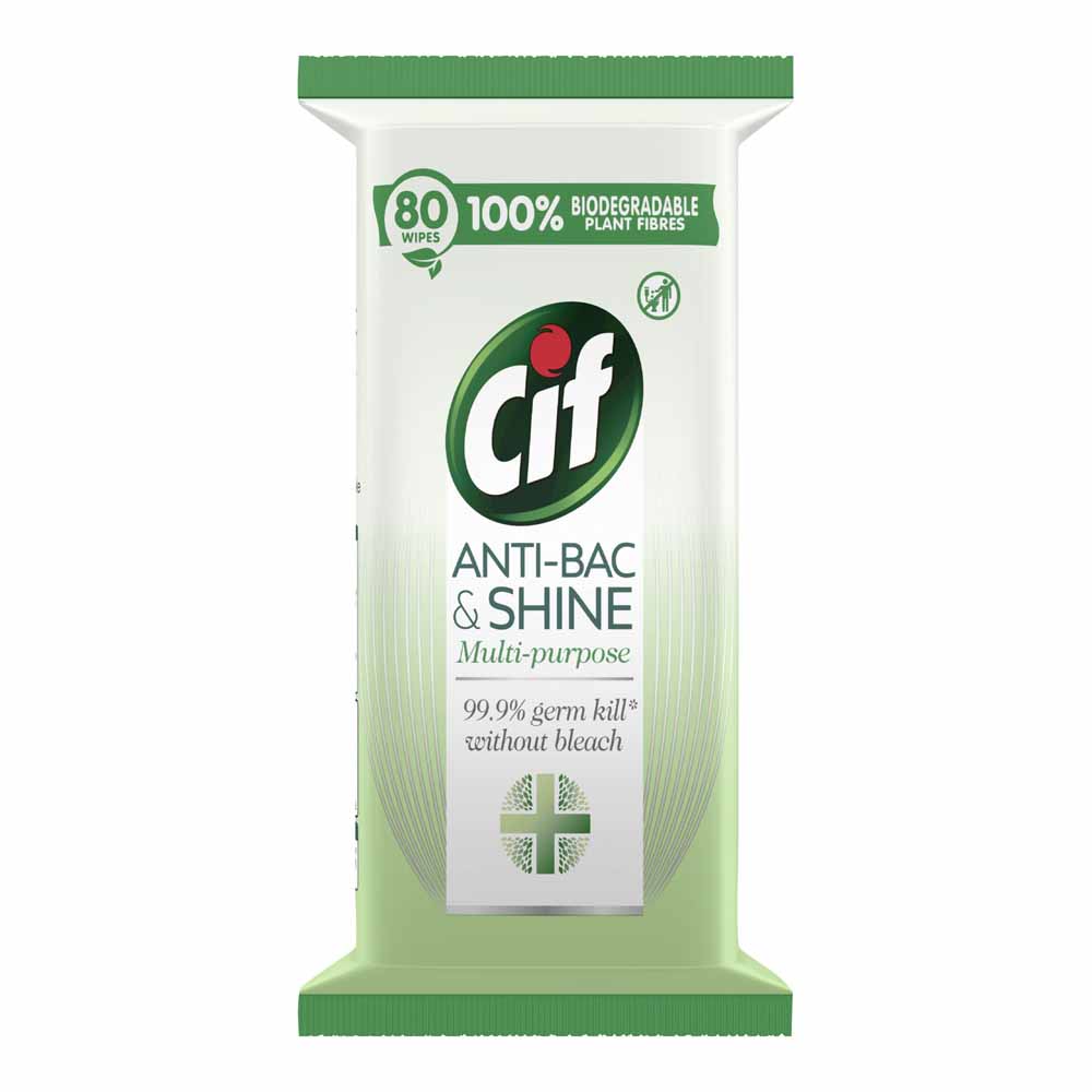 Cif Bio Anti Bacterial and Shine Multi Purpose Wipes 80 Pack Image 2