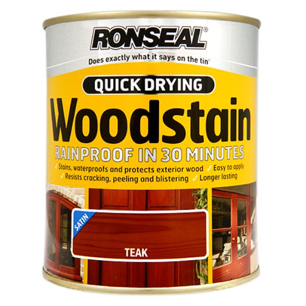 Ronseal Quick Drying Woodstain Satin Teak 750ml Image