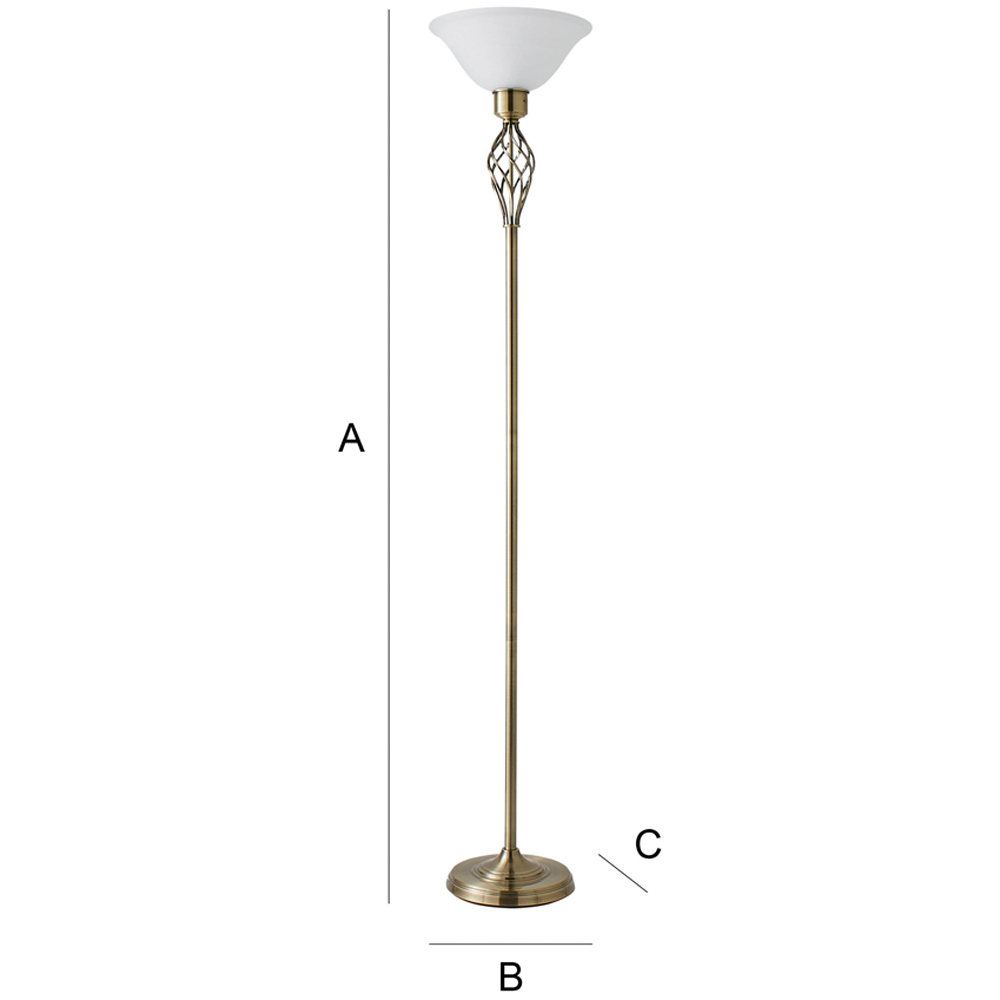 ValueLights Memphis Twist Antique Brass Floor Lamp Image 7