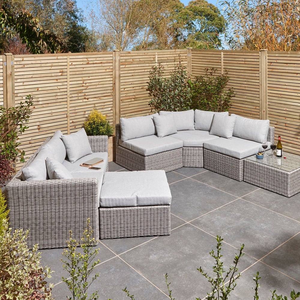 Rowlinson Marbella 7 Seater Grey Polyrattan Corner Lounge Set Image 3