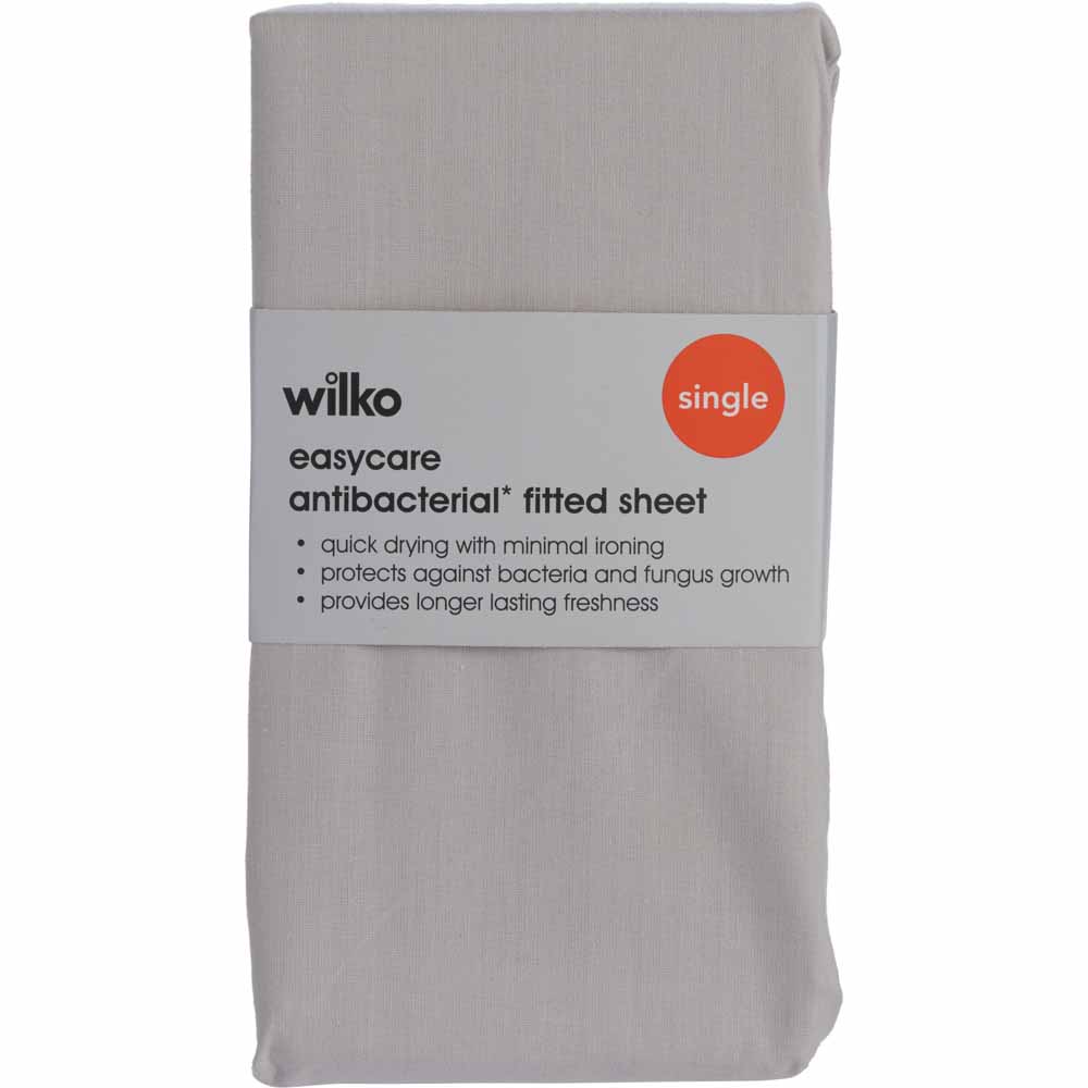Wilko Single Silver Anti-bacterial Fitted Bed Sheet Image 4