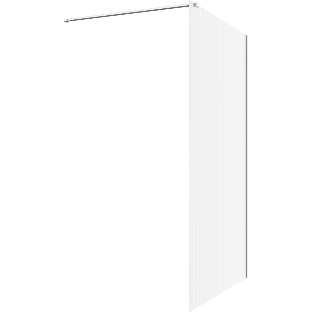 Bathstore Nero Fluted Glass Wetroom Shower Panel with Chrome Profile and Front Arm 800mm Image 1