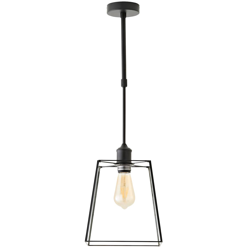 ValueLights Susie Glass Shade Matte Black Adjustable Drop LED Ceiling Pendant Light with Bulb Image 1
