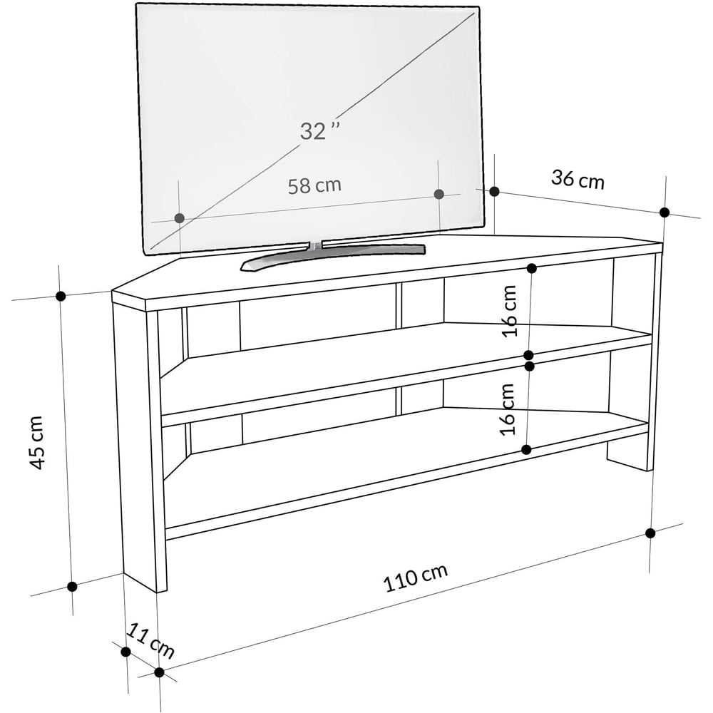 Decortie Thales 2 Shelf Black Bute Effect Corner Modern TV Unit Image 8