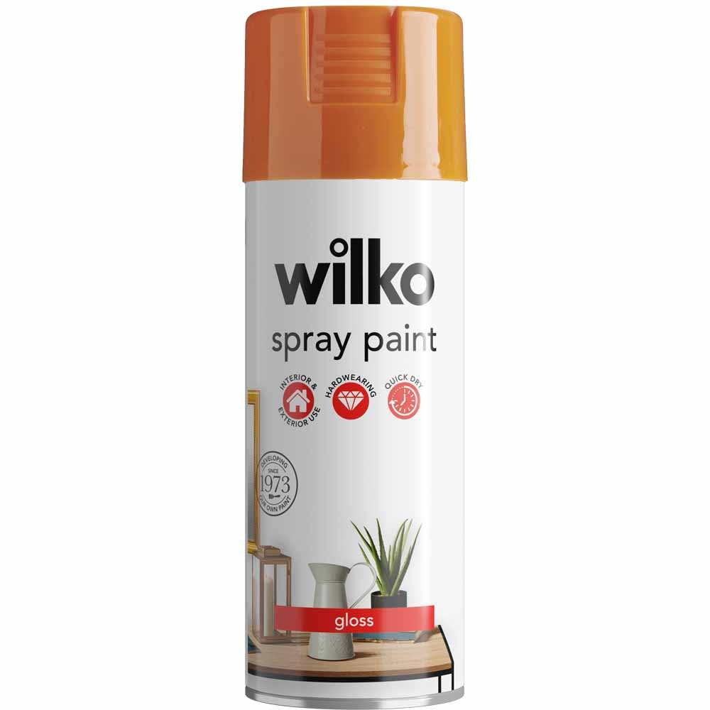 Wilko Bright Orange Gloss Spray Paint 400ml Image