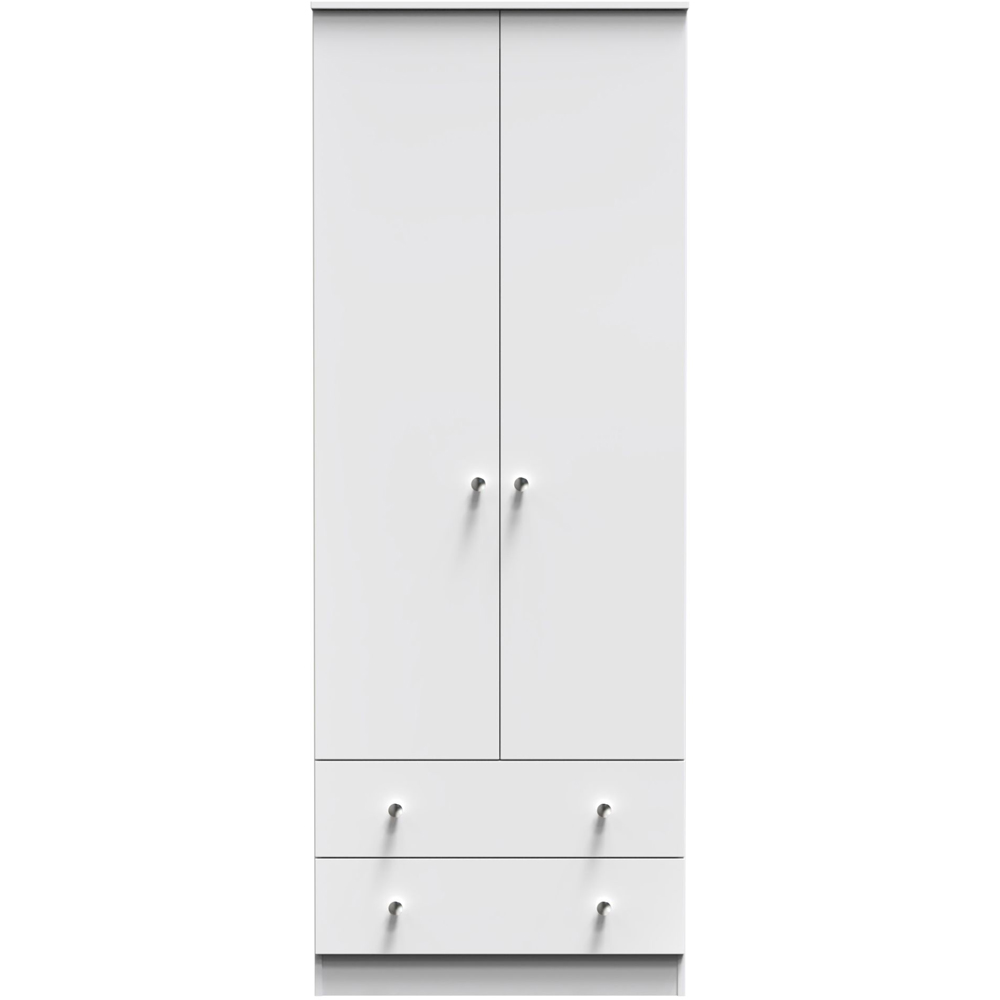 Crowndale Yarmouth 2 Door 2 Drawer White Tall Wardrobe Ready Assembled Image 2