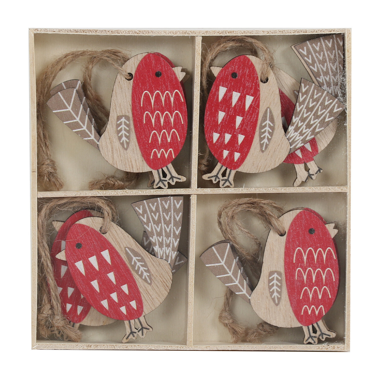 Pack of 8 Hanging Robin Decorations - Natural Image