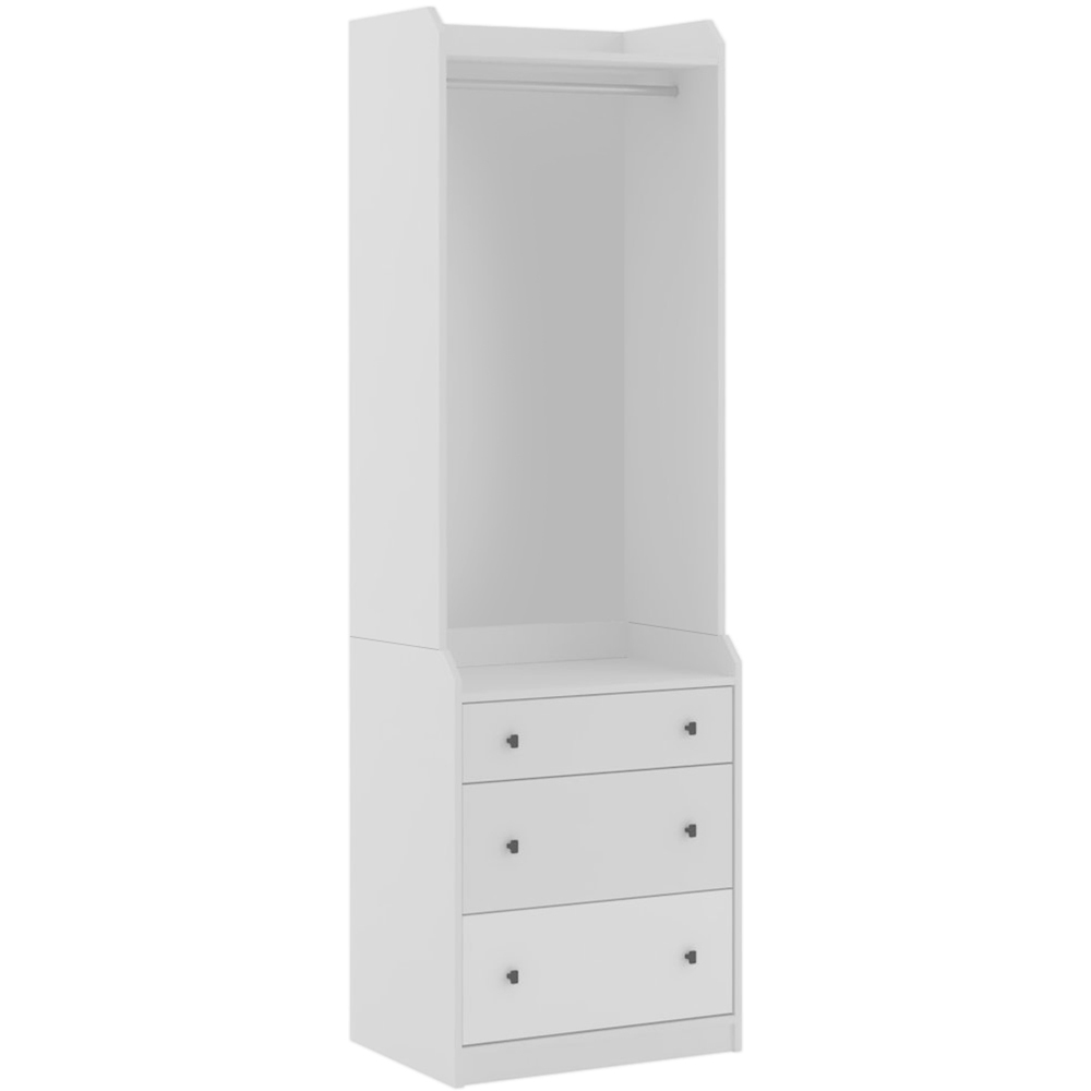 Kudl 3 Drawer White Open Wardrobe Image 2