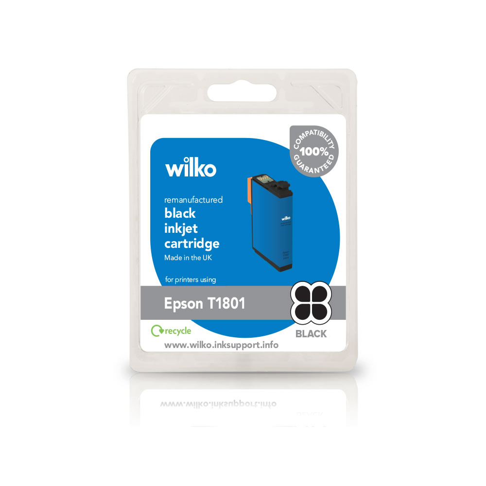 Wilko Remanufactured Epson T1801 Black Inkjet Cartridge Image 1